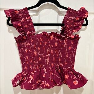 Hill House burgundy floral Paz Top M